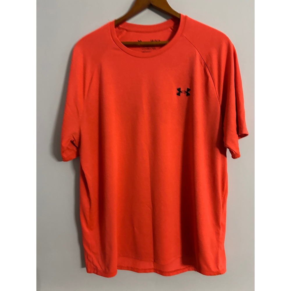 Under Armour Mens Tech Tee Short Sleeve Loose Fit Shirt Neon Orange Large